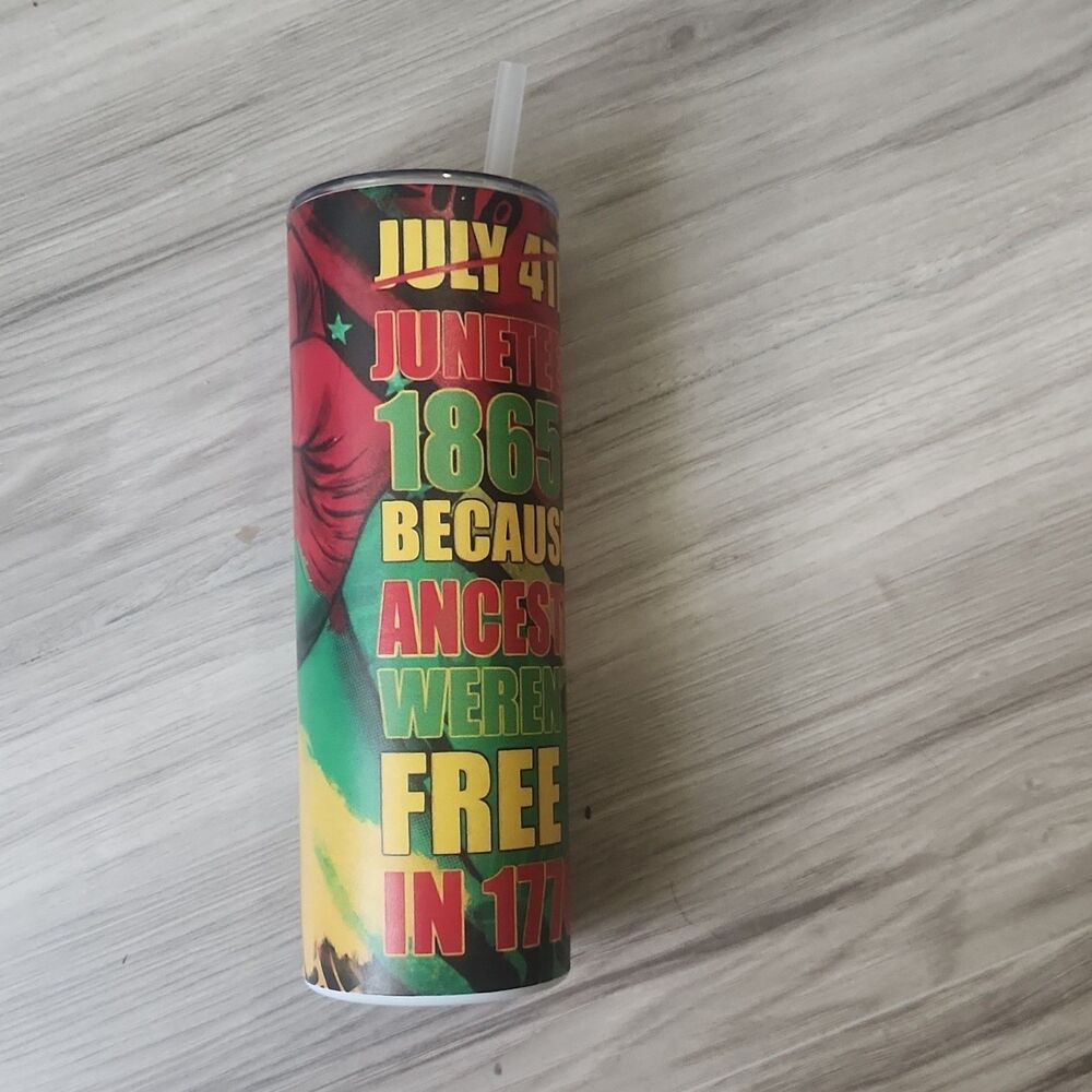 Juneteenth‎ 20oz Stainless Steel Tumbler Multicolor Lid Straw Insulated